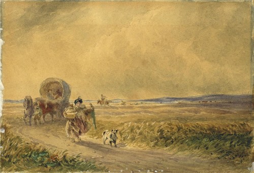 Figures horses dog - in, rural
