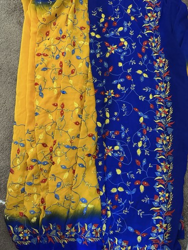 Ladies silk yellow blue - yellow-,