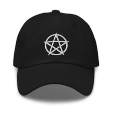 Witchcraft Woven Pentacle Pagan Ritual Embroidered Baseball Cap Pentagram