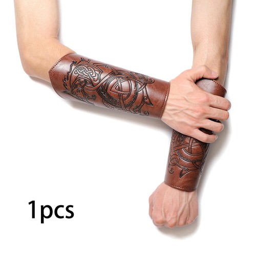 Medieval vambrace leather - vambrace,