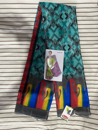 Turquoise poly silk - turquoise, saree