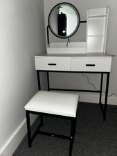 Your Lite white dressing table with LED lights and stool 40 x 80 x 136