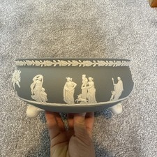 Wedgwood Jasperware Grey Three Footed Classical Scenes Large Bowl