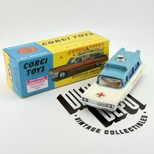 Corgi No 437 Cadillac Superior Ambulance in Blue / White, Excellent & boxed.