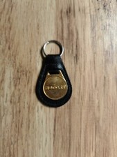 FORD ESCORT Vintage MOTOR CAR LEATHER  Metal gold 80s KEY RING KEY FOB Original