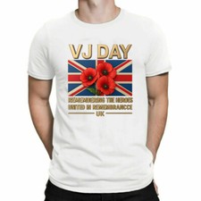 VJ Day Poppies UK Flag Remembering T-Shirt WWII 80th Anniversary Adult Kids Xmas