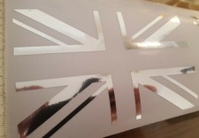 UNION JACK FLAG STICKER DECAL HELMET MOTORCYCLE SILVER CH COLOURS 120MM X 80MMx2