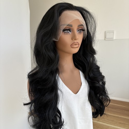 Black frontal lace wigs - black,
