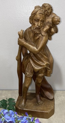 Vtg hand carved wood statue - vtg, of