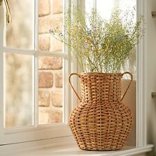 Rattan Pot Bellied Vase Wicker Earth Brown Natural Mothers Day Centrepiece Gift
