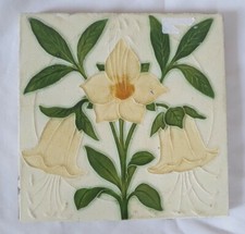 GORGEOUS ANTIQUE PILKINGTON FLORAL DESIGN 6 INCH TILE