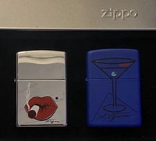 2 Vintage Zippos Rare Flame Rite Artist Series. The New Town & Country