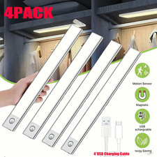 4 X Motion Sensor Light Wireless Cabinet Closet Lamp Strip USB Rechargeable ,UK