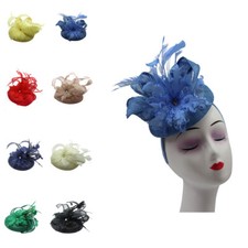 SMALL Flower Feathers Disc Fascinator Wedding Hat Headband Clip Royal Ascot Race