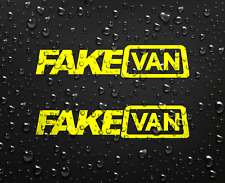 2x FAKE VAN Funny Vinyl Decal Camper Life JDM Adverture Sticker Yellow 180x38mm