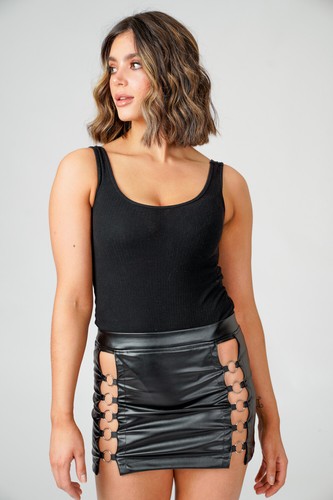 Wet look ringlet mini skirt - mini,