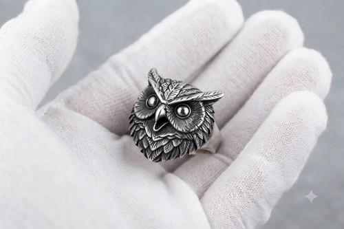 925 sterling silver owl ring - 925,