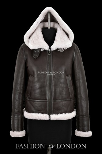 Ladies sheepskin jacket - jacket, brown