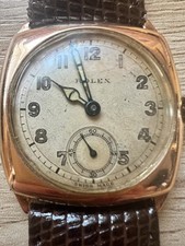 Rolex 9ct Gold Vintage Men's Cushion Cased Watch 29mm Hallmarked 1944 Working