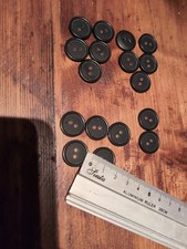 Set 17 Black 2 Hole Flat Plastic Buttons W Ridge Side 17mm
