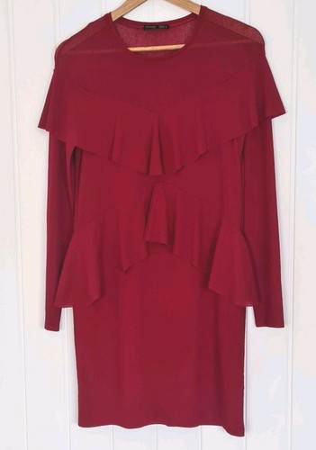 Zara burgundy ruffle shift - ruffle,