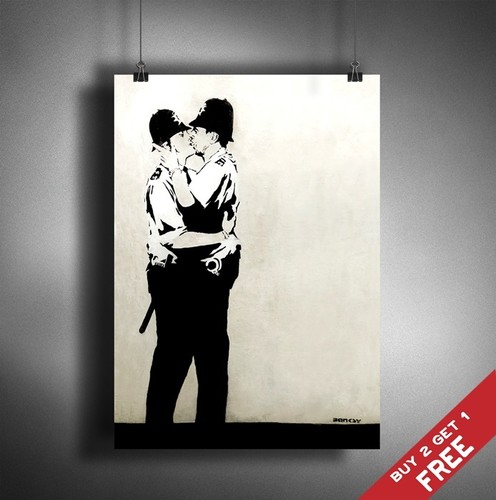 Banksy kissing coppers - banksy,