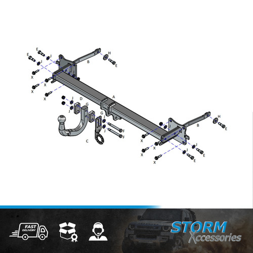 Complete tow bar for caddy - tow,
