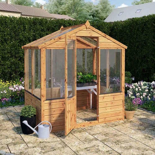 Brown wooden greenhouse - wooden,