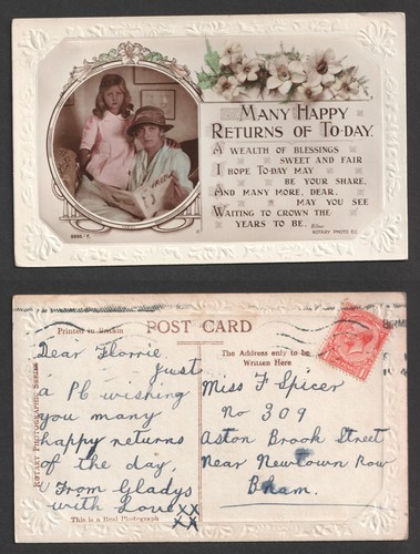 Rppc greetings embossed real - rppc,