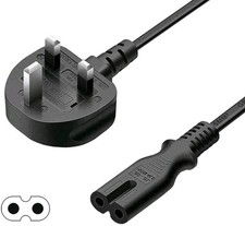 UK Plug Mains Lead TV Power Cable 2 Pin C7 For Playstation PS4 Xbox Sky Figure 8
