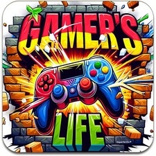 Gamer Coaster Gift Fun Gaming Accessories Desk Mat Brother Son Computer Present