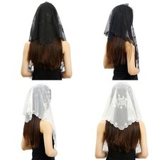 Women Catholic Mass Church Veil Embroidery Mantilla Lace Traditional Mass UK