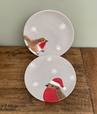 NEXT Set Of 2 Robin Side Plates Christmas Dinner Table Serving - Brand New