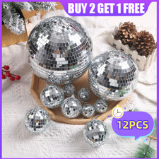 12 Glitter Lighting Ball Decoration Tree Disco Party Decor Mini Mirror Balls UK