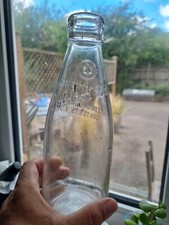 Vintage MILK Pint Glass Bottle EXPRESS DAIRY  Embossed Logo