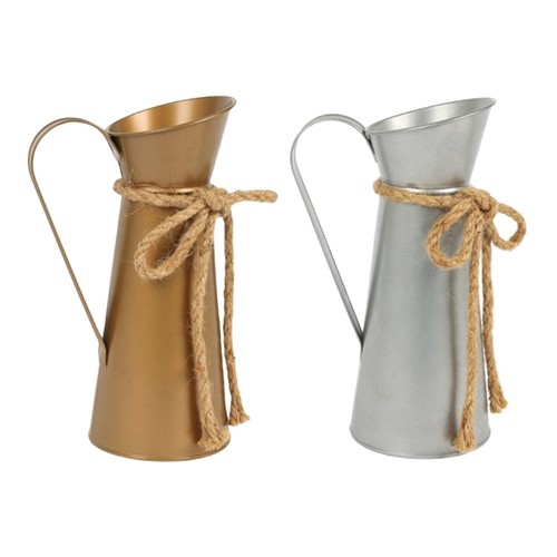 Metal pitcher vases vintage - metal,