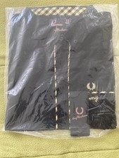 Fred Perry Amy Winehouse  Black Poplin Bowling Shirt Yellow Gingham Trim UK 12