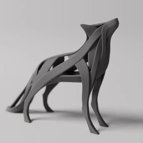 Minimalist wolf sculpture - minimalist,
