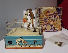 Vintage Tinplate Mechanical Clockwork “Knock Out” Boxing Toy, Made in GB, VGiB.