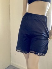 Vintage Black Silky Nylon & Lace Hems French Knickers  Pettipants Bloomers