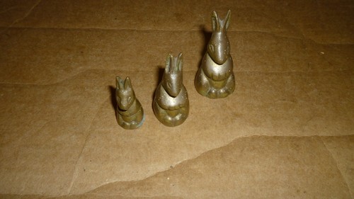 Miniature brass rabbit family - rabbit,