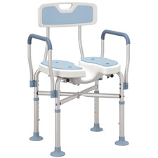 HOMCOM Padded Bath Chair w/Slotted Seat, Adjustable  , Used