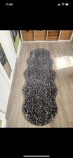 Large Fluffy Furry Cheetah Pattern Grey Leopard Pattern Rug