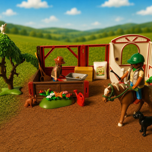 Playmobil horse stable bundle - horse,
