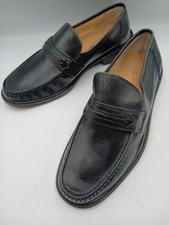 Size 10 Black Leather Formal Loafers Mens Dress Shoes VGC EU 44 Vera Gomma