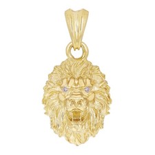 14k Yellow Gold 3D Lion Head