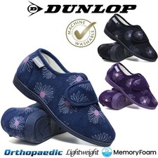 Ladies Wide Fit Memory Foam Slippers Dunlop Washable Diabetic Orthopaedic Shoe