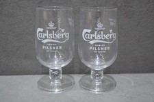 2x Carlsberg Danish Pilsner Half Pint Glass 10oz Pedestal Goblet New CE M22