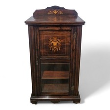 Antique inlaid single door side cupboard / display cabinet / music cabinet