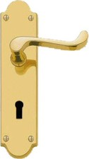 Bertelli Heavy Scroll Lever On Shaped Back Plate Door Handle Sets Polished Brass
